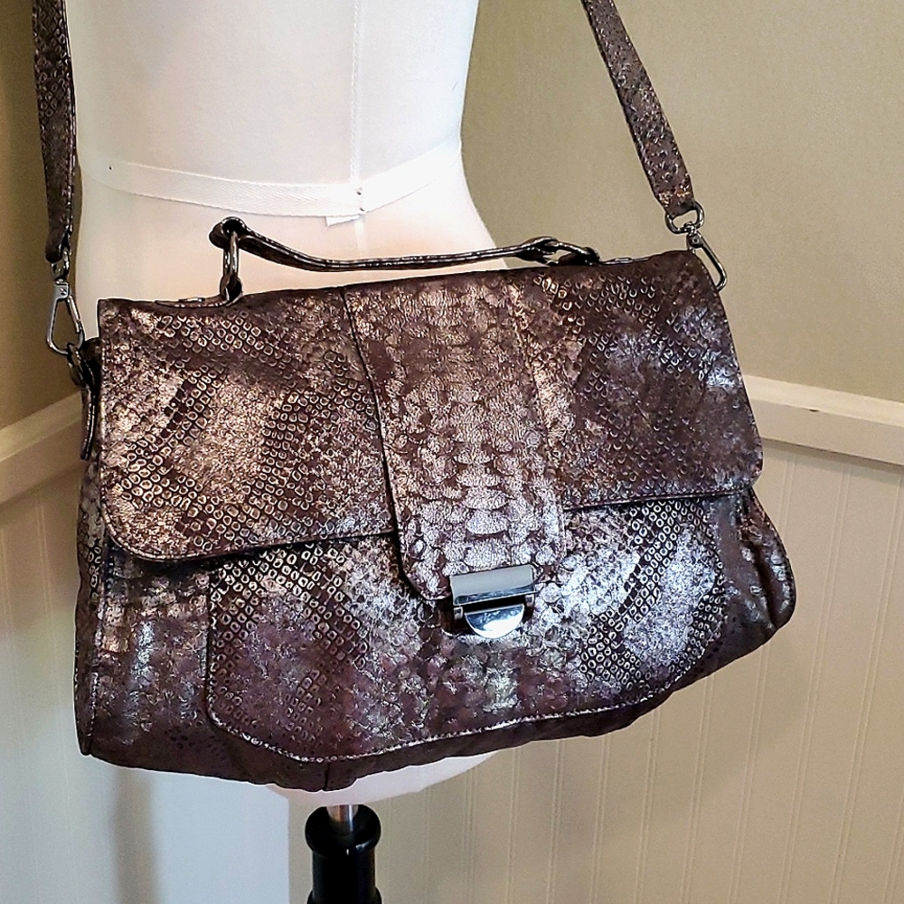 NWT Laura Merkin snake print leather bag
